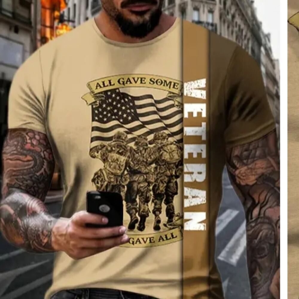 Graphic Short Sleeve Crew Neck T-Shirt for Men Size L